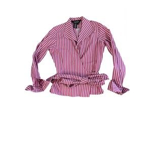 the j peterman company blouse striped wrapped size 8 cotton shirt